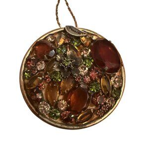 Vintage Alice Caviness Large Rhinestone Pendant Necklace Floral Design